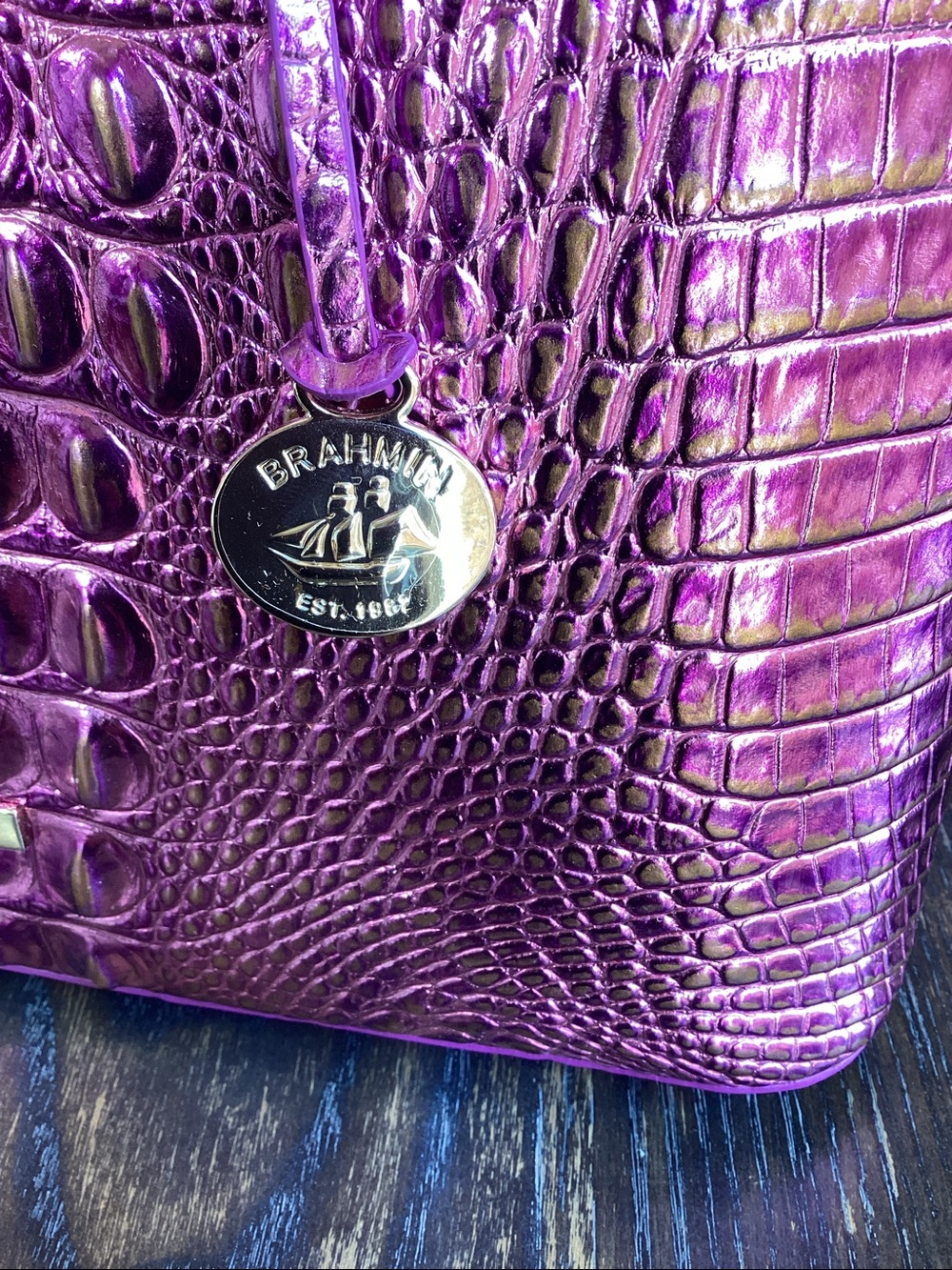 Brahmin Large Duxbury Satchel Bag Opera Melbourne Iridescent Leather $315 Retail - Picture 5 of 11